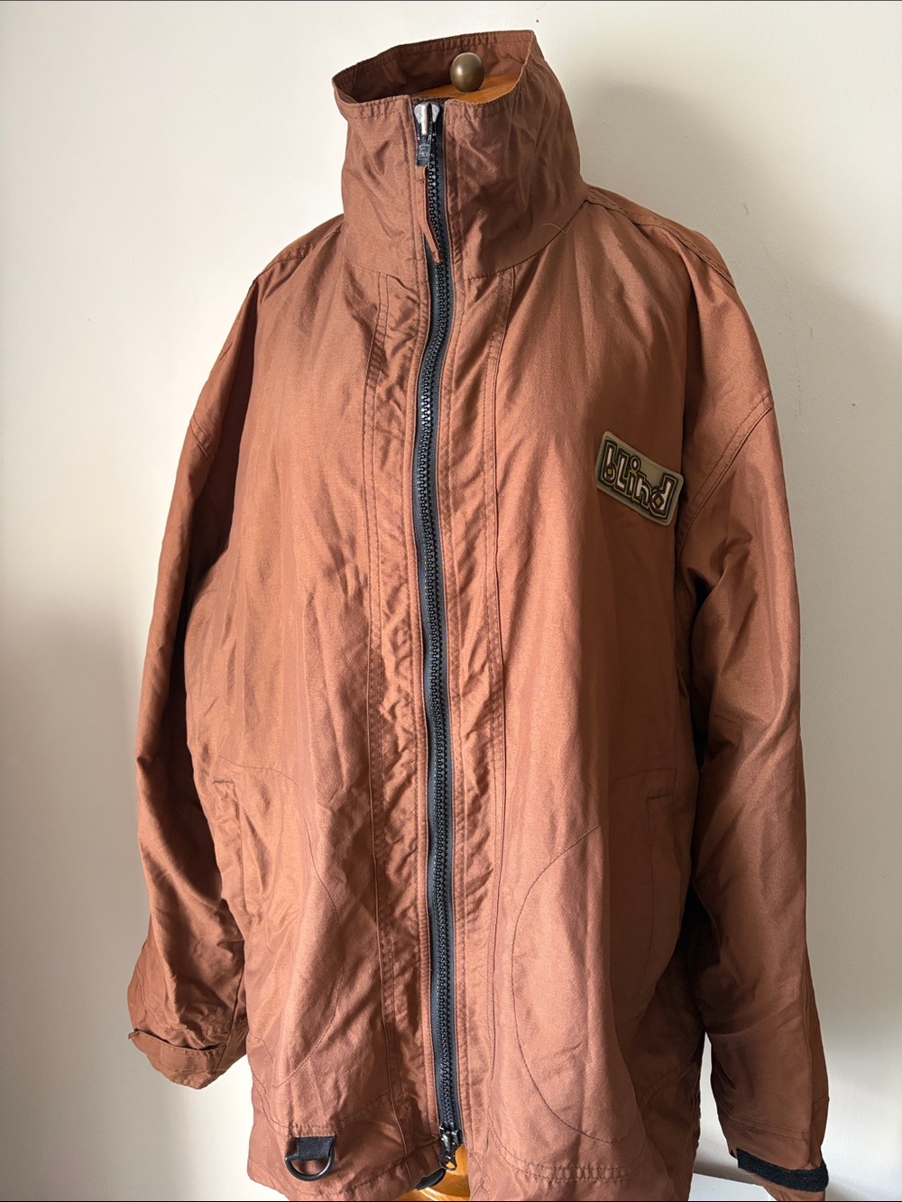 Vintage Blind snowboard shell Brown Zip-Up Windbreaker Jacket with issues